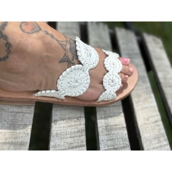 Jack Rogers Women 7 Lauren II Double Strap White Sandals Slides Beach Casual Fun - Picture 1 of 16